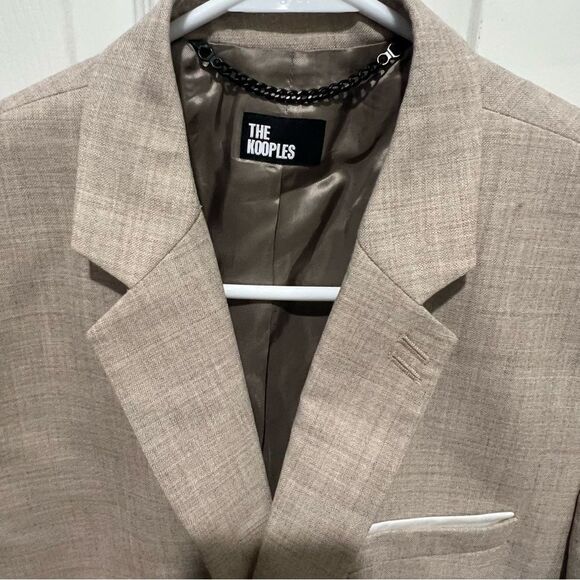 NWT The Kooples men's BEIGE WOOL SUIT FITTED JACKET size 48 French us size 38 - Picture 14 of 16